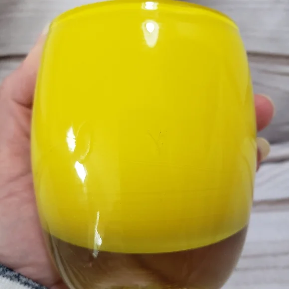 🌞SOLD🌞 Glassybaby Yellow Hand Blown Glass Candle Votive Pre Triskelion #2 - Picture 6 of 13